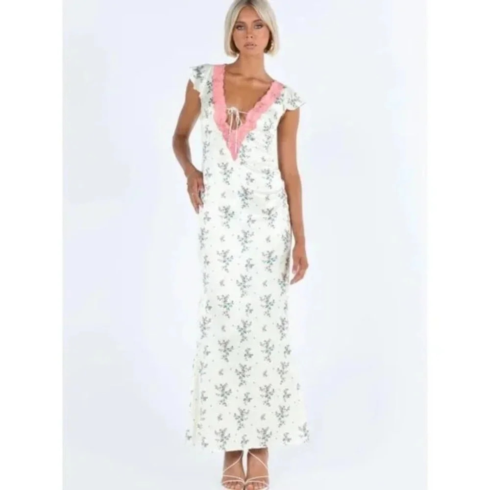 Princess Polly satiny floral‎ maxi Sz8